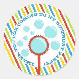 Boy's Bubble Party Vielen Dank Sticker
