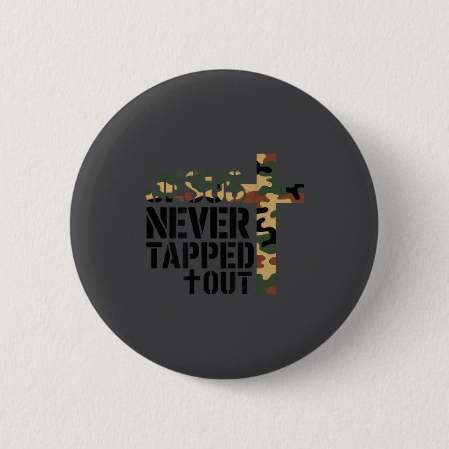 Boys Camo Christian Wrestling Jesus Never Tapped O Button (Vorderseite)