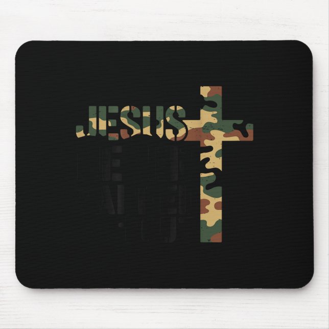 Boys Camo Christian Wrestling Jesus Never Tapped O Mousepad (Vorne)