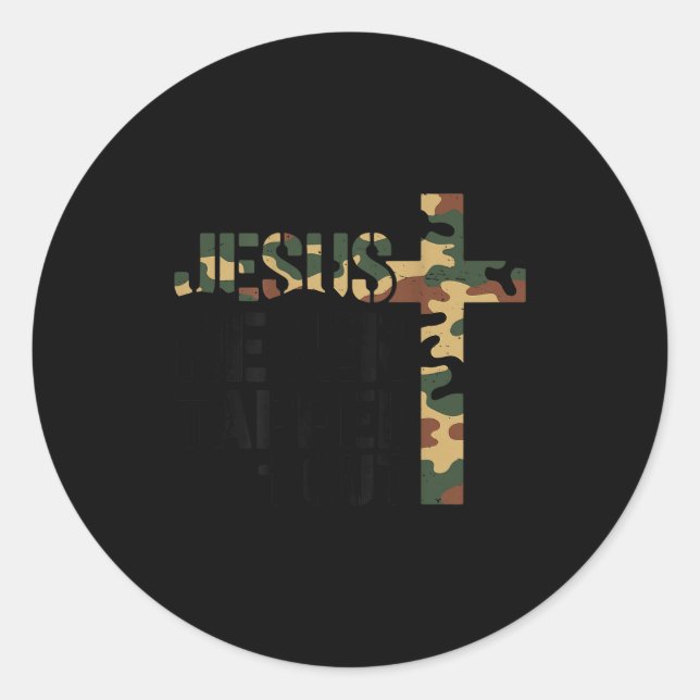 Boys Camo Christian Wrestling Jesus Never Tapped O Runder Aufkleber (Vorderseite)