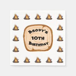 Boys Camping Adventure Birthday Bonfire Serviette