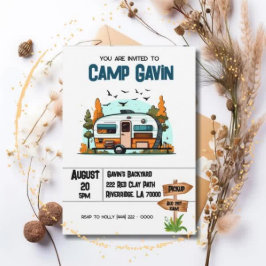 Boys Camping Adventure Birthday Slumber Party Einladung