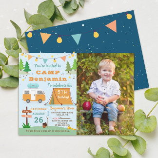 Boys Camping Birthday Camp Out Party Foto Einladung