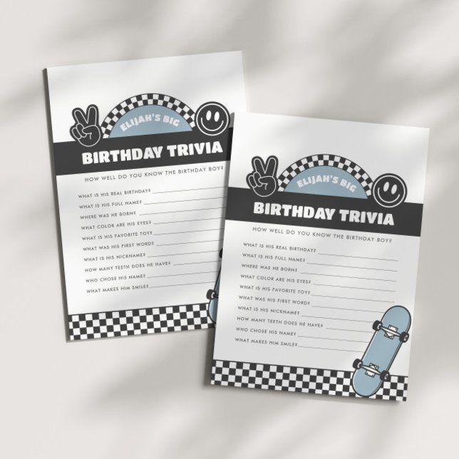 Boys' Checkered Skateboard Groovy Hippie Geburtsta Mitteilungskarte (Von Creator hochgeladen)