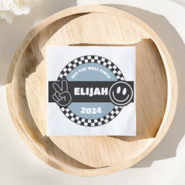 Boys' Checkered Skateboard Groovy Hippie Geburtsta Serviette