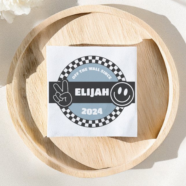 Boys' Checkered Skateboard Groovy Hippie Geburtsta Serviette (Von Creator hochgeladen)