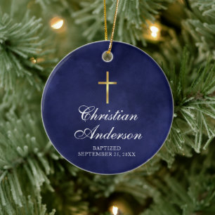 Boys Christening Taufe Blau Keramik Ornament