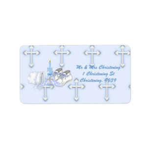 Boys Christening Wish Adressaufkleber