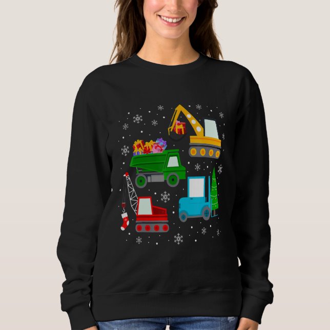 Boys Christmas  Kids Toddler Construction Vehicles Sweatshirt (Vorderseite)