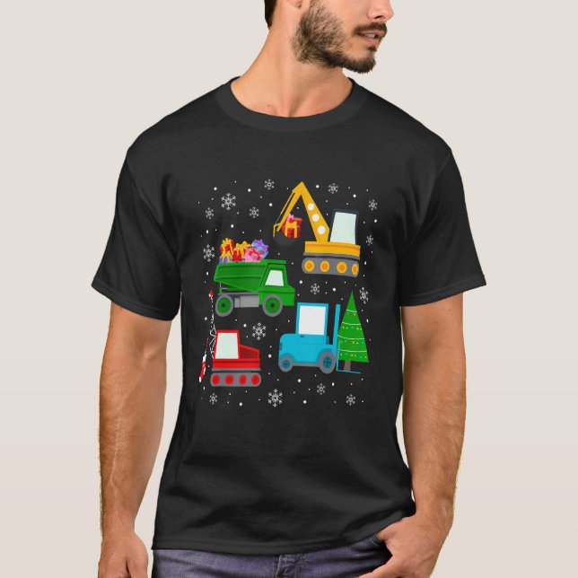 Boys Christmas  Kids Toddler Construction Vehicles T-Shirt (Vorderseite)