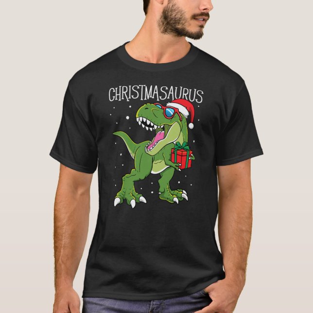 Boys Christmasaurus Christmas Dinosaur Dino Family T-Shirt (Vorderseite)