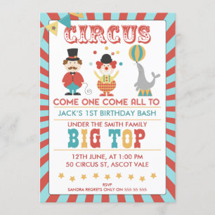 Boys Circus Geburtstagsparty Einladung