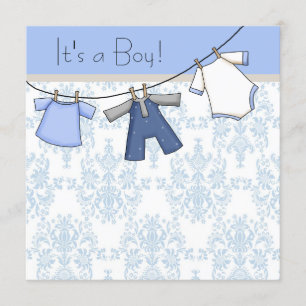 Boys Clothesline Babydusche Einladung