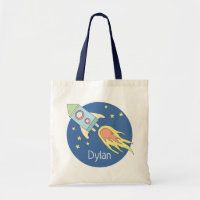 Boys Colorful Rocket Ship Space Galaxy und Name