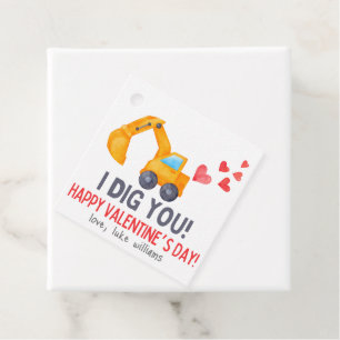 Boys Construction Digger Truck Valentines Tag Geschenkanhänger