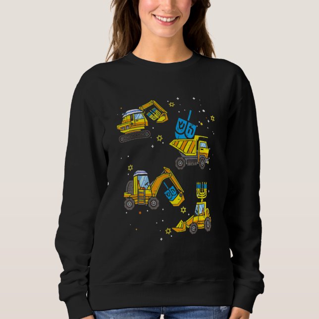 Boys Construction Vehicle Hanukkah Jewish Boys Kid Sweatshirt (Vorderseite)