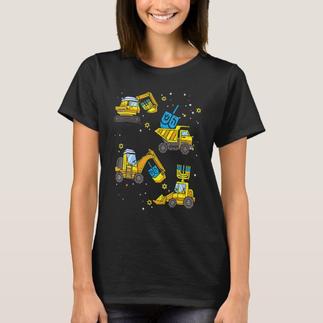 Boys Construction Vehicle Hanukkah Jewish Boys Kid T-Shirt (Vorderseite)