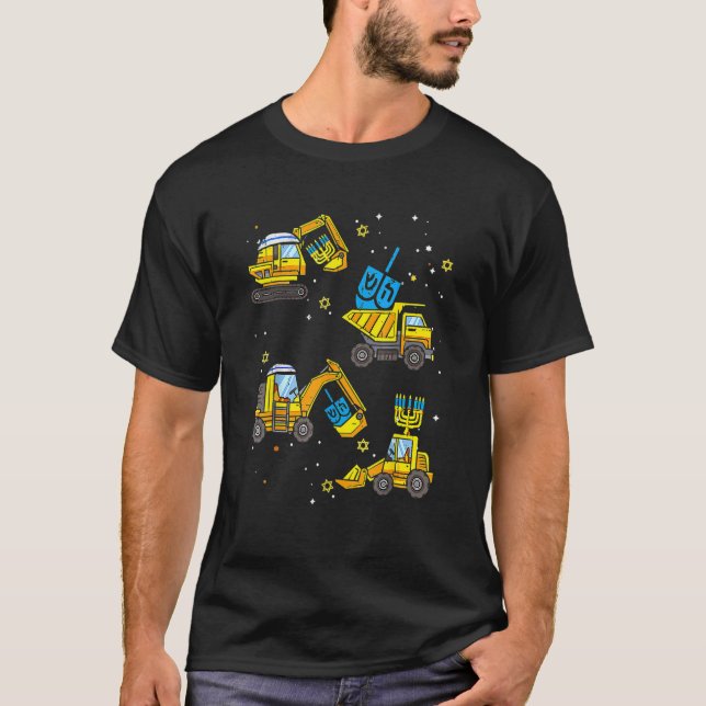 Boys Construction Vehicle Hanukkah Jewish Boys Kid T-Shirt (Vorderseite)