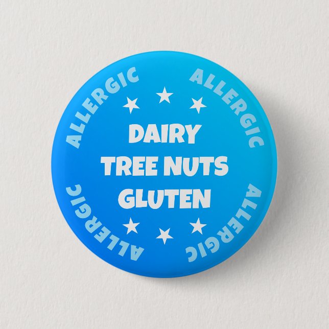 Boys Cool Blue Emergency Contact Food Allergie Button (Vorderseite)