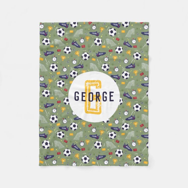 Boys Cool Blue Football Soccer Sports Kids Fleecedecke (Vorderseite)