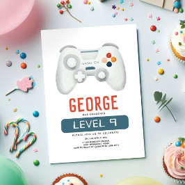 Boys Cool Blue Gaming Kindergeburtstag Einladung