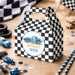 Boys Cool Blue Racing Car Kindergeburtstag Geschenkschachtel