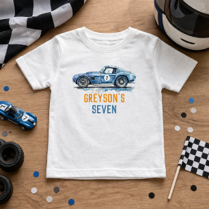 Boys Cool Blue Rennwagen Kinder Geburtstag Kleinkind T-shirt