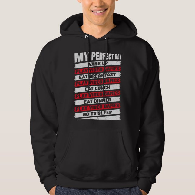 Boys  Cool Gamer My Perfect Day Video Games Hoodie (Vorderseite)