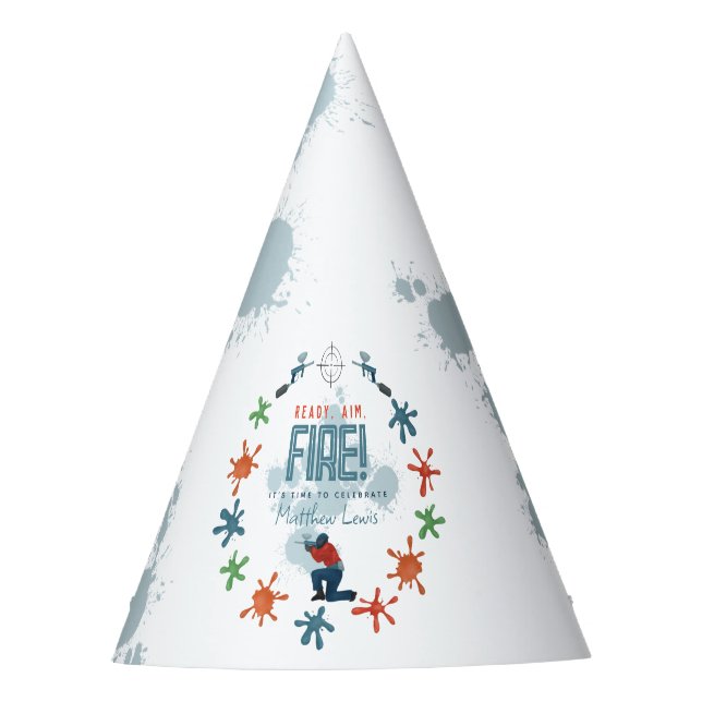 Boys Cool Paintball Party Kindergeburtstag Partyhütchen (Vorderseite)