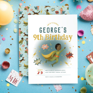 Boys Cool Superhero Comic Book Kindergeburtstag Einladung