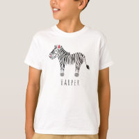 Boy's Cool Watercolor Zebra Safari mit Namen