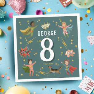 Boys Cooles Comic Book Blue Superhero Kindergeburt Serviette