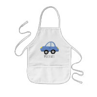 Boys Cooles Doodle Blue Car Vehicle & Name