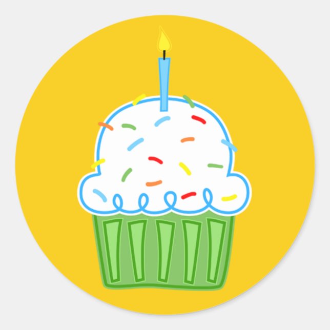 Boys Cupcakes Gelbe Aufkleber (Vorderseite)