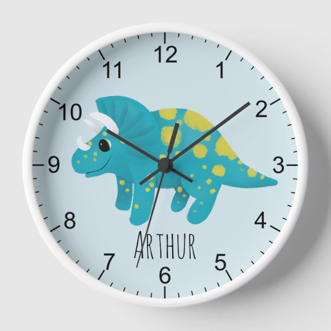 Boys Cute Blue Dinosaur Uhr (Vorderseite)