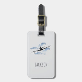 Boys Cute Grey Black Kids Airplane Travel  Gepäckanhänger