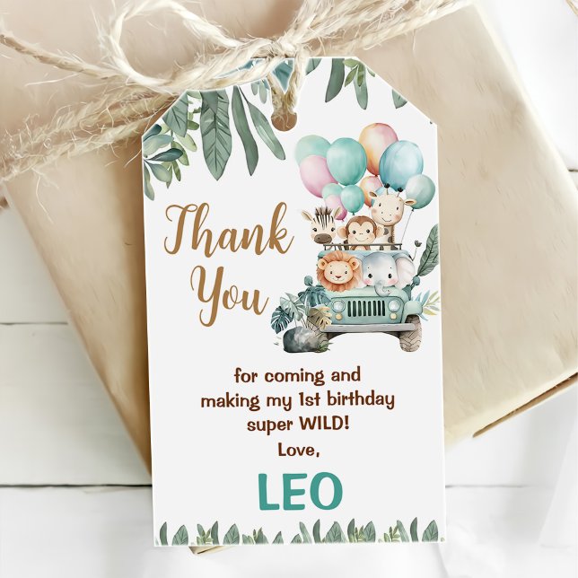 Boys Cute Safari Birthday  Geschenkanhänger (Von Creator hochgeladen)