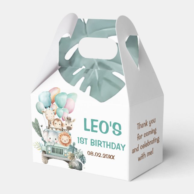 Boys Cute Safari Birthday  Geschenkschachtel (Vorderseite)