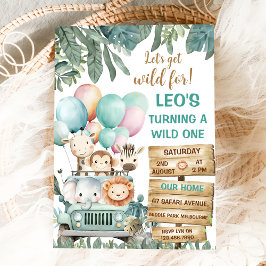Boys Cute Wild One Safari 1st Birthday Einladung