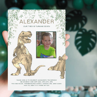 Boys Dinosaur Geburtstagsparty mit Foto Einladung