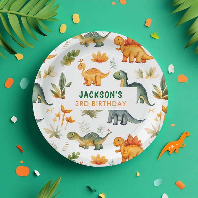 Boys Dinosaur Geburtstagsparty Paper Plate Pappteller (Von Creator hochgeladen)