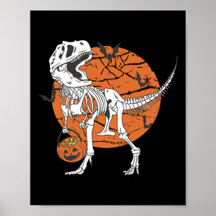 Boys Dinosaur Skeleton T Rex Beängstigend Pumpkin  Poster