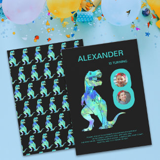 Boys Dinosaur T-Rex 8. Geburtstagsparty Einladung