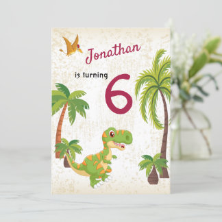 Boys Dinosaur T-Rex Jungle Einladung zum Geburtsta