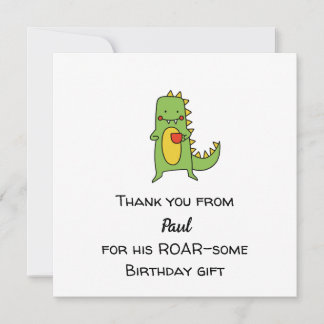 Boys Dinosaurier Vielen Dank Karte - bearbeitbares