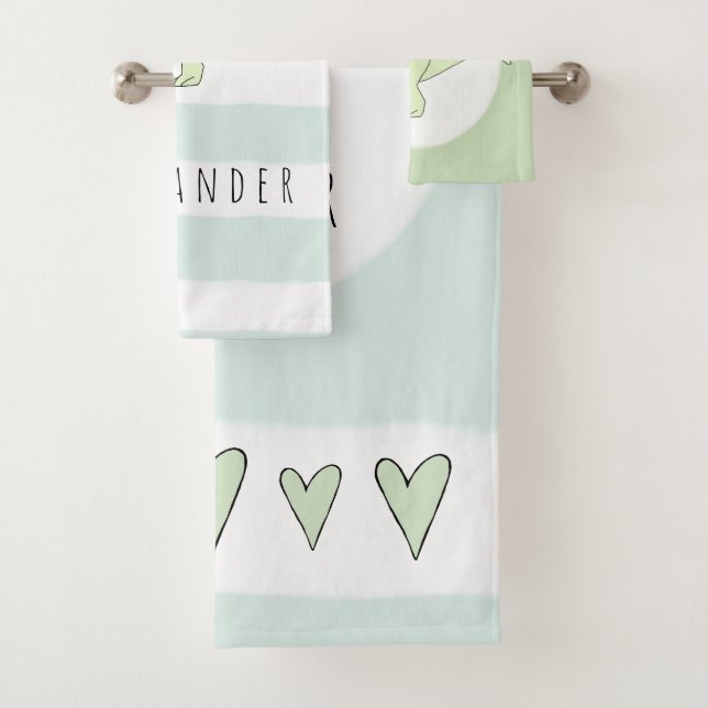 Boy's Doodle T-Rex Dinosaurier mit Name Kids Badhandtuch Set (Insitu)