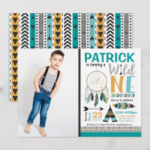 Boys Dreamcatcher Wild ONE Einladung zum 1. Geburt