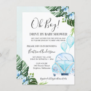 Boy's Drive by Parade Baby Dusche Einladung