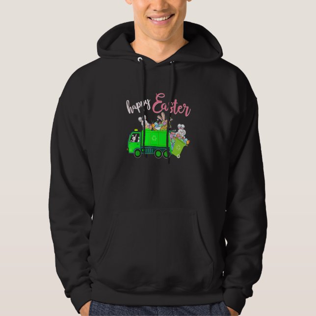 Boys Easter Eggs Bunnies Happy Oaster Ridding Gard Hoodie (Vorderseite)