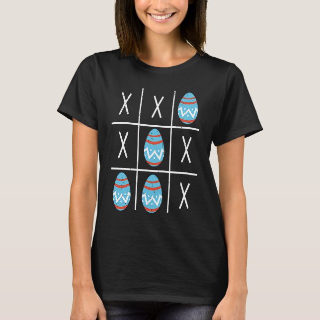 Boys Easter Eggs Tic Tac Toe XO XO  2023 Easter T-Shirt (Vorderseite)